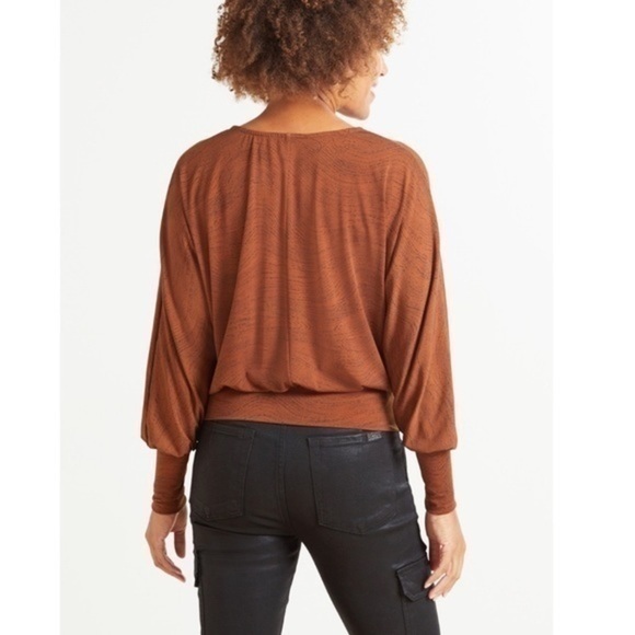 Evereve Dolman Sleeve Top Brown Allison Joy Kattya Blouse Spice/Black Medium NWT - Picture 2 of 9